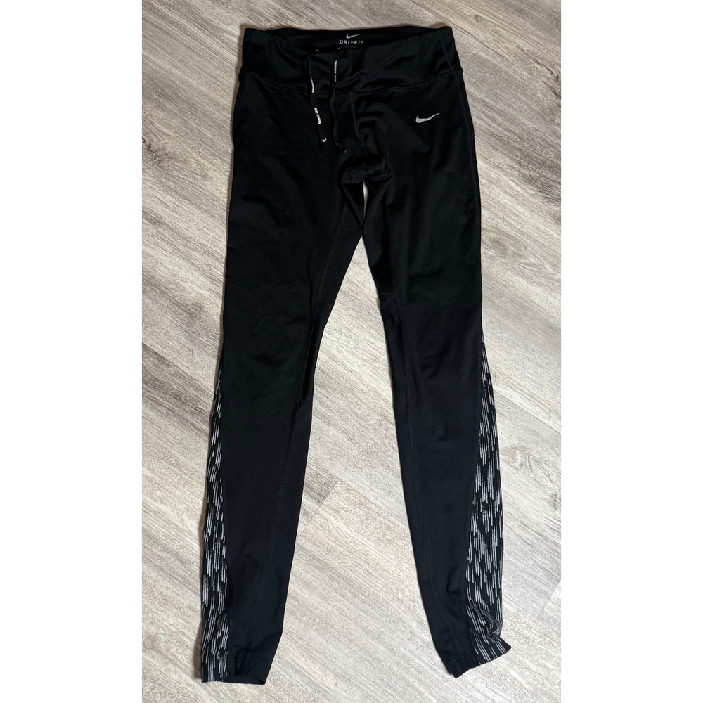 Nike‎ Dri-FIT Running Tights Women's S Black Reflective Detail Athletic Leggings